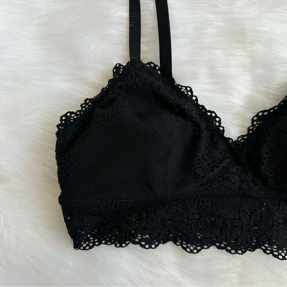 Aerie Laser Cut Lace Wireless Adjustable Strap Black Brallette - Picture 6 of 12